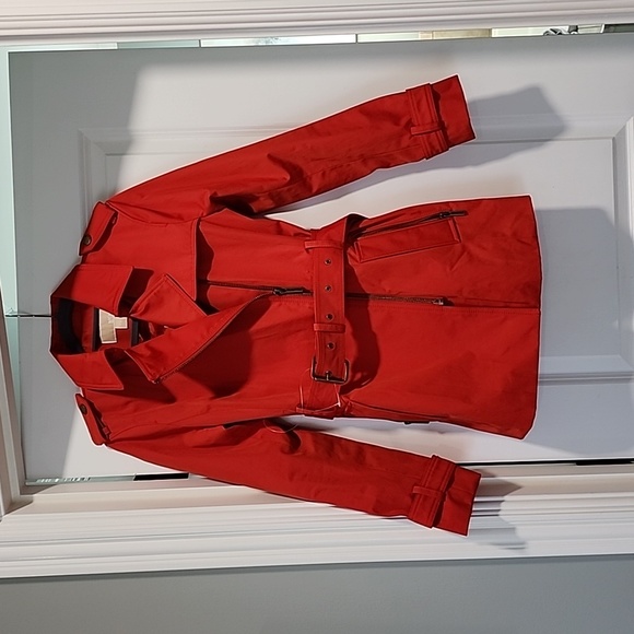 MICHAEL Michael Kors Jackets & Blazers - 🌺HP🌺NWT Michael Michael Kors Bright Terracotta Trench Jacket size P/S